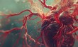 Illustration depicting clogged arteries in the human heart, explained scientifically in 3D