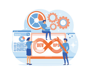 Wall Mural - devops concept tiny programmers practice development and software operations software engineering cu