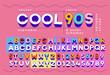 cool 90s retro alphabet effect - vibrant vector typography typeface font letters and numbers with two different color schemes. Pop magazine inspired nineties