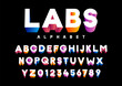 colorful modern 3d layered alphabet font set with vivid gradient colors for creative designs