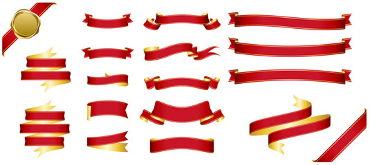 red ribbon banner design material