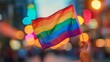 © hooyah808 - Rainbow flags showing in hands human rights and to celebrate lgbtq+ in pride month