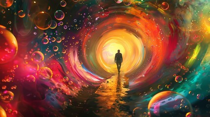 bright colorful bubbles scene abstract illustration poster web page PPT background