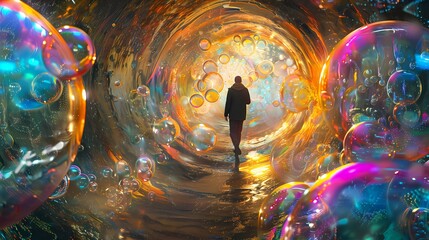 bright colorful bubbles scene abstract illustration poster web page PPT background