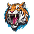 Roaring tiger head mascot vector sticker and t-shirt