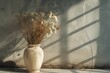 bouquet of dried flowers in a floor vase. place to insert