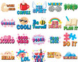 © Dian - Cute text sticker message illsutration. Colorful positive quotes text. Cute sticker with faces and text.