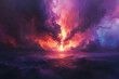 Cataclysmic Cosmic Storm:A Surreal Explosion of Ethereal Energy Lights the Darkened Skies