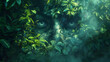Demonic Awakening in the Lush Rainforest Canopy,a Haunting Realm of Shadow and Darkness