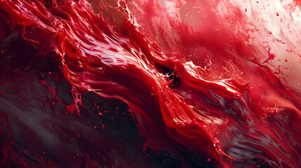 Canvas Print - Surreal Crimson Cascade:Captivating Fluid Dynamics in Mesmerizing Illusion of Magic and Souls Bound