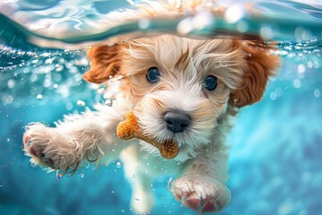 Poster - Puppy seen swimming underwater 