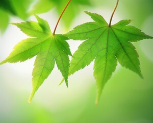 Wall Mural - A leafy green plant with droplets of water on it