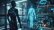 Science hologram medical screen DNA data analysis body research futuristic background DNA infographic scan health 3D technology digital medicine human graph human technology interface.