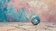 Planet Earth on colorful abstract background - A striking visual of Planet Earth on a vividly painted backdrop symbolizing climate issues, creativity, and contrast