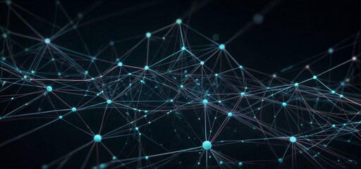 Abstract flashing connected digital data nodes and connection paths on any type of network 3d illustration, Generate by AI .

