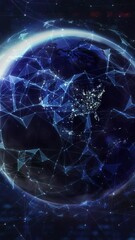 Wall Mural - a planet shrouded in a web of connections and data.