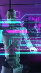 Wall Mural - android starts the work of artificial intelligence. 3d render