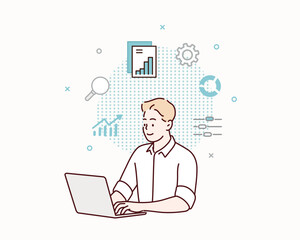 business people working for data analytics graph report dashboard and monitoring for business market