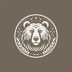 Poster - Wild Bear Logo Monochrome Vintage