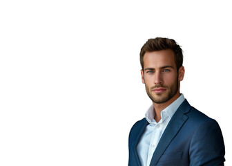 Suit, corporate fashion for business and a stylish man looking confident and professional on a png, transparent and isolated or mockup background. Portrait of a handsome executive or entrepreneur