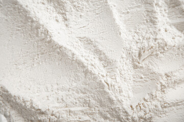 white flour or powder. close up