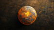 Planet Earth in outer space. Orange color tone. 3D illustration. Global warming concept.