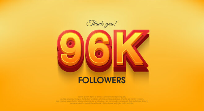 Thank you 96k followers 3d design, vector background thank you.