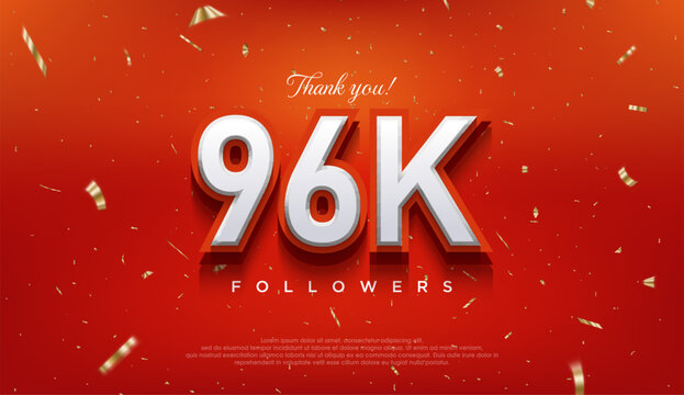 Elegant number to thank 96k followers, the latest premium vector design.