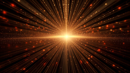 Digital gold and red perspective light geometric abstract graphics poster web page PPT background