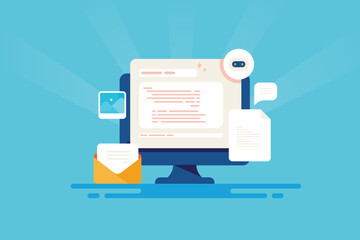 Poster - ai content software creates content for marketing activity instantly with input of command, artifici