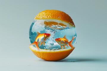 two goldfish in a fish bowl