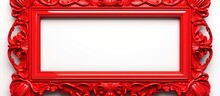 An Elegant Red Flower Is Placed Within A Stylish Red Frame Against A Clean White Background
