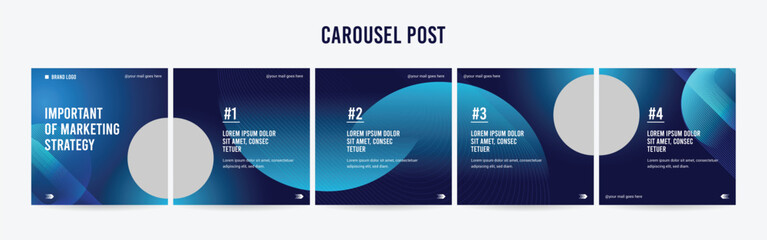 Wall Mural - editable instagram carousel post layout set, social media marketing microblog template design, tips 