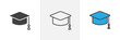 Graduation and Academic Hat Icon Set. Education Achievement and College Symbols.