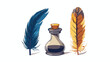 Feather and inkwell old retro vintage icon stock vect