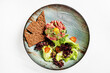 beef tartare with lettuce and bread