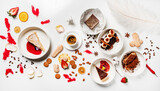 Fototapeta Kwiaty - different desserts on the white background