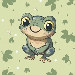 frog green pattern tile cute kids cartoon