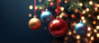  : Christmas Holiday Background.Christmas card with colourful Christmas baubles and forest in the background Card panorama and text free space Copyspace decoration winter in Stuttgart, Germany genreat