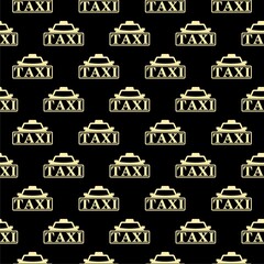 Canvas Print - Taxi car icon seamless pattern on a black background