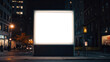 wide landscape horizontal square blank billboard at night city, new york times square blank billboard mock up