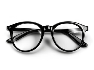 A pair of black glasses with a white frame