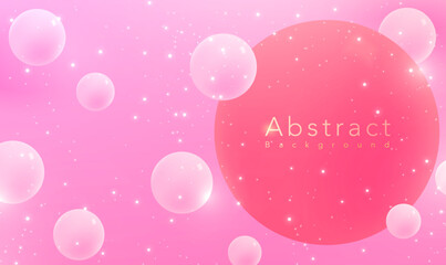 Wall Mural - Pastel pink sphere ball flying. 3d Pink spheres fly in zero gravity. Dynamic balls. Celebration party. Pastel minimal scene mockup product display, cosmetic, beauty, showcase, display. Elegant Vector.