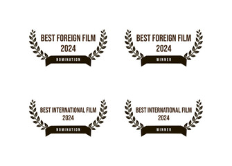 movie award best foreign language film, international movie - nomination winner black and white vect