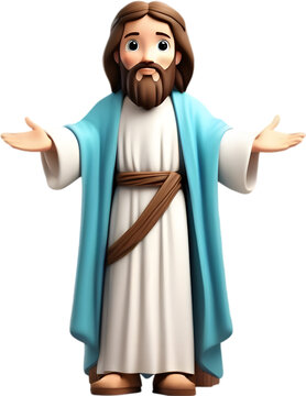 Close-up of cute cartoon Jesus Christ icon.