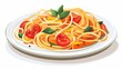© olive.gallery - An illustration of a vegetarian pasta dish with whole wheat noodles and seasonal veggies  AI generated illustration
