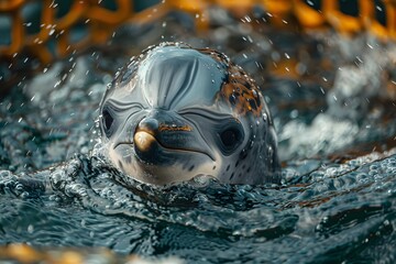 Wall Mural - Close Up of a Seal in the Water