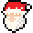 Pixel art cartoon santa claus head icon