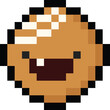 Pixel art cartoon gingerbread man head icon