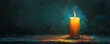 burning candle in a dark room, orthodox.art illustration